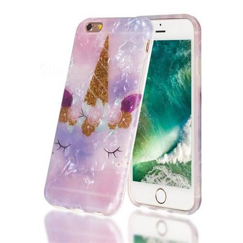 Unicorn Girl Shell Pattern Clear Bumper Glossy Rubber Silicone Phone Case for iPhone 6s 6 6G(4.7 inch)