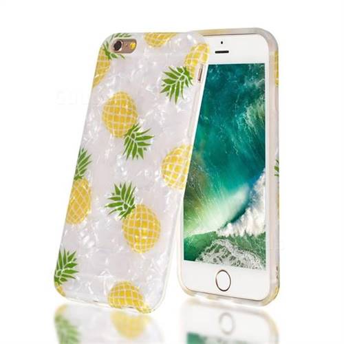 Yellow Pineapple Shell Pattern Clear Bumper Glossy Rubber Silicone Phone Case for iPhone 6s 6 6G(4.7 inch)