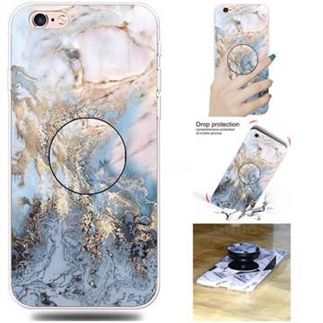 Golden Gray Marble Pop Stand Holder Varnish Phone Cover for iPhone 6s 6 6G(4.7 inch)