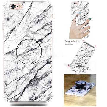 White Marble Pop Stand Holder Varnish Phone Cover for iPhone 6s 6 6G(4.7 inch)
