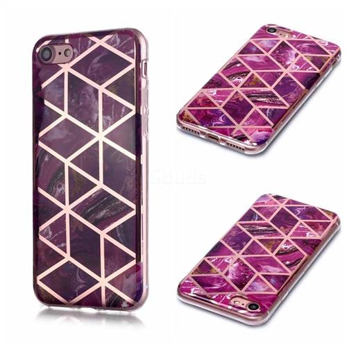 Purple Rhombus Galvanized Rose Gold Marble Phone Back Cover for iPhone 6s 6 6G(4.7 inch)