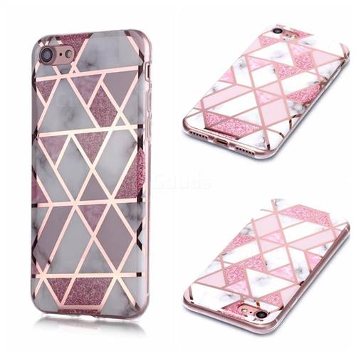 Pink Rhombus Galvanized Rose Gold Marble Phone Back Cover for iPhone 6s 6 6G(4.7 inch)