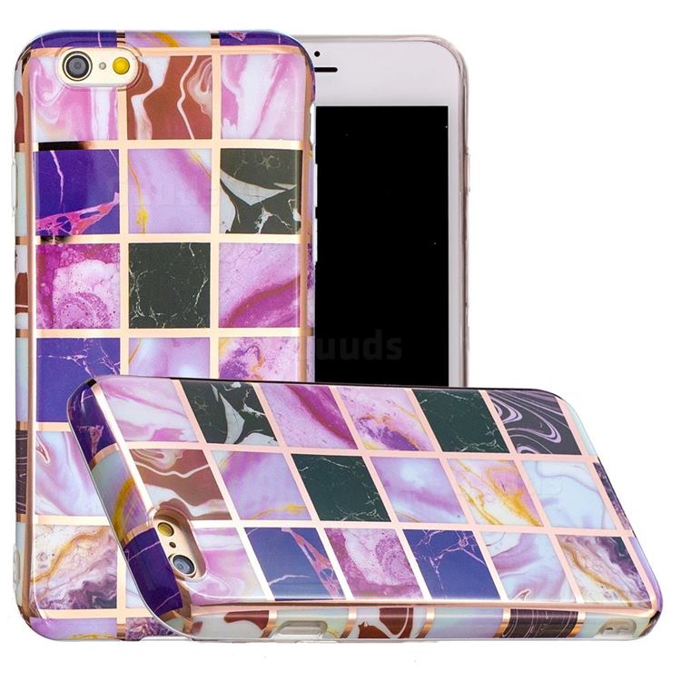Square Puzzle Painted Marble Electroplating Protective Case for iPhone 6s 6 6G(4.7 inch)