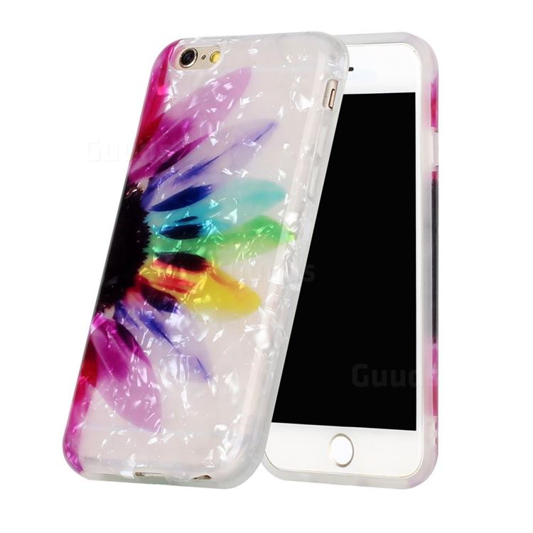 Colored Sunflower Shell Pattern Glossy Rubber Silicone Protective Case Cover for iPhone 6s 6 6G(4.7 inch)