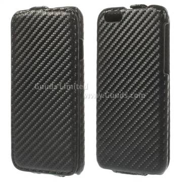 Carbon Fibre Vertical Leather Flip Cover for iPhone 6 (4.7 inch) - Black