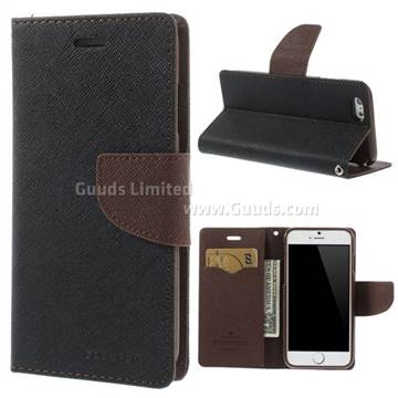 Mercury Goospery Fancy Diary Leather Case for iPhone 6 (4.7 inch) - Black + Brown