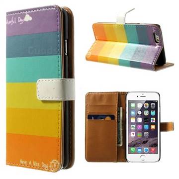 Rainbow Leather Wallet Case for iPhone 6 (4.7 inch)