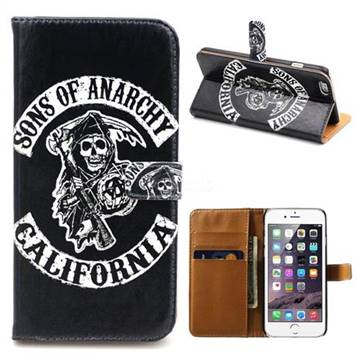 Black Skull Leather Wallet Case for iPhone 6 (4.7 inch)