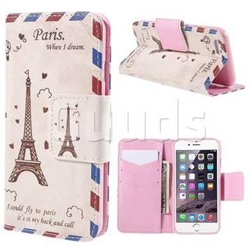 Cross Pattern Eiffel Tower Envelope Leather Wallet Case for iPhone 6 (4.7 inch)