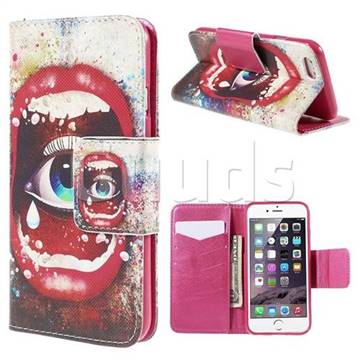 Cross Pattern Eye in Sexy Lip Leather Wallet Case for iPhone 6 (4.7 inch)