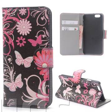 Butterfly Flower Leather Wallet Case for iPhone 6 (4.7 inch)