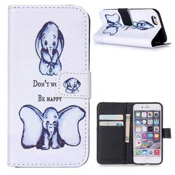 Be Happy Elephant Leather Wallet Case for iPhone 6 (4.7 inch)
