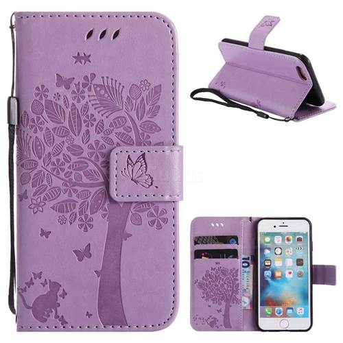 Embossing Butterfly Tree Leather Wallet Case for iPhone 6s 6 6G(4.7 inch) - Violet