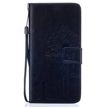 Embossing Couple Dandelion Leather Wallet Case for iPhone 6s 6 (4.7 inch) - Black