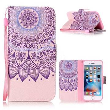 Purple Sunflower Leather Wallet Phone Case for iPhone 6s 6 (4.7 inch)