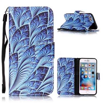 Blue Feather Leather Wallet Phone Case for iPhone 6s 6 (4.7 inch)