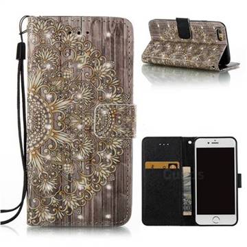 Golden Flower 3D Painted Leather Wallet Case for iPhone 6s 6 6G(4.7 inch)