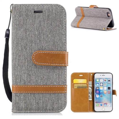 Jeans Cowboy Denim Leather Wallet Case for iPhone 6s 6 6G(4.7 inch) - Gray