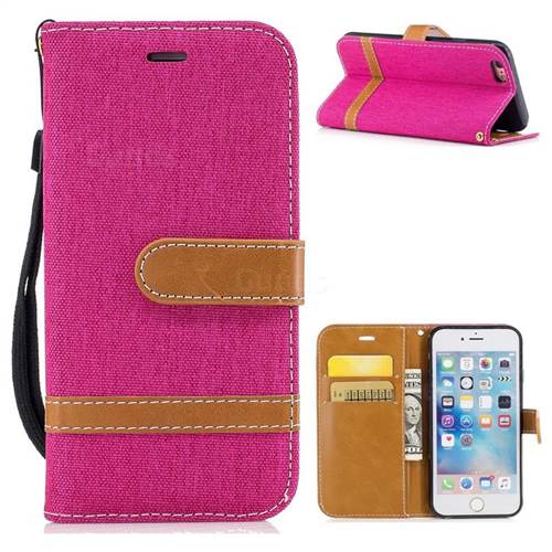 Jeans Cowboy Denim Leather Wallet Case for iPhone 6s 6 6G(4.7 inch) - Rose