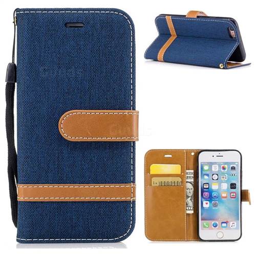 Jeans Cowboy Denim Leather Wallet Case for iPhone 6s 6 6G(4.7 inch) - Dark Blue