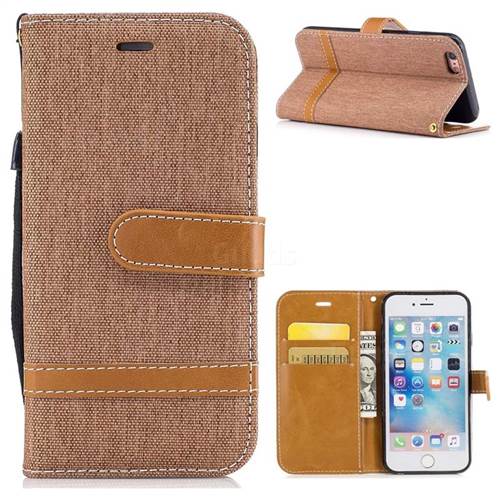 Jeans Cowboy Denim Leather Wallet Case for iPhone 6s 6 6G(4.7 inch) - Brown