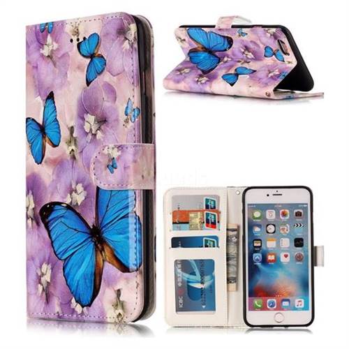 Purple Flowers Butterfly 3D Relief Oil PU Leather Wallet Case for iPhone 6s 6 6G(4.7 inch)