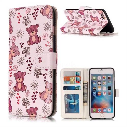 Cute Bear 3D Relief Oil PU Leather Wallet Case for iPhone 6s 6 6G(4.7 inch)