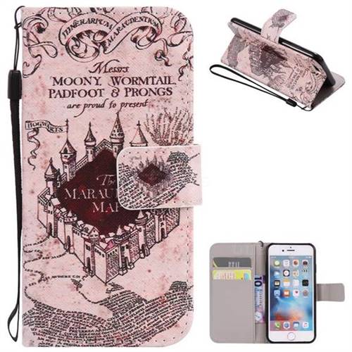 Castle The Marauders Map PU Leather Wallet Case for iPhone 6s 6 6G(4.7 inch)