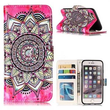 Rose Mandala 3D Relief Oil PU Leather Wallet Case for iPhone 6s 6 6G(4.7 inch)