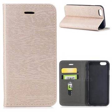 Tree Bark Pattern Automatic suction Leather Wallet Case for iPhone 6s 6 6G(4.7 inch) - Champagne Gold