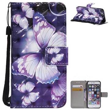 Violet butterfly 3D Painted Leather Wallet Case for iPhone 6s 6 6G(4.7 inch)