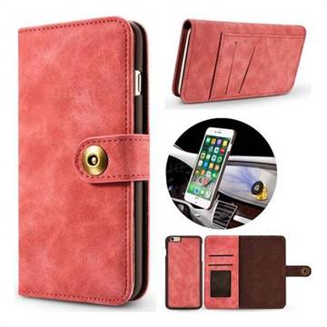 Luxury Vintage Split Separated Leather Wallet Case for iPhone 6s 6 6G(4.7 inch) - Carmine