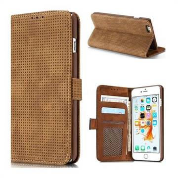 Luxury Vintage Mesh Monternet Leather Wallet Case for iPhone 6s 6 6G(4.7 inch) - Brown