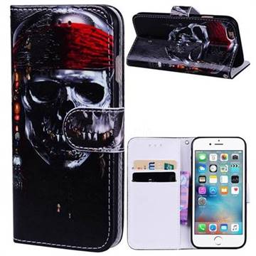 Skull Head 3D Relief Oil PU Leather Wallet Case for iPhone 6s 6 6G(4.7 inch)