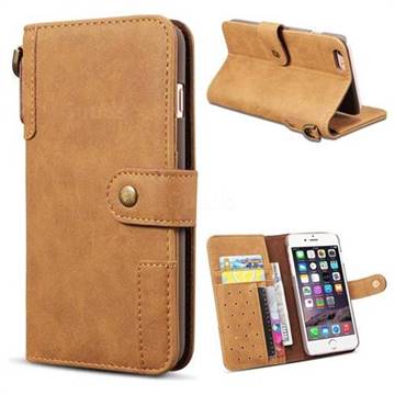 Retro Luxury Cowhide Leather Wallet Case for iPhone 6s 6 6G(4.7 inch) - Brown