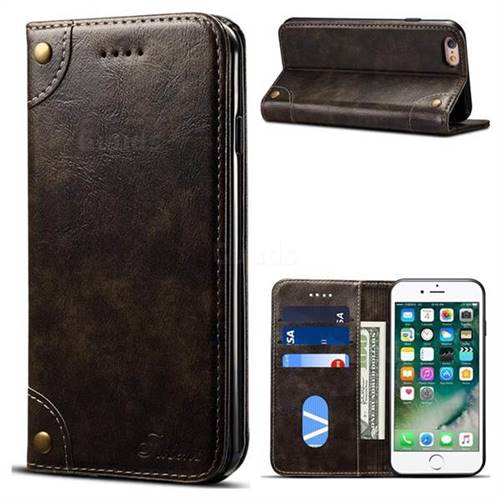 Suteni Retro Classic Minimalist PU Leather Wallet Phone Case for iPhone 6s 6 6G(4.7 inch) - Dark Gray