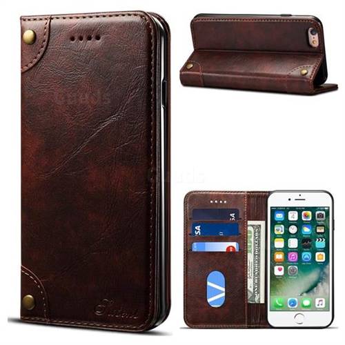 Suteni Retro Classic Minimalist PU Leather Wallet Phone Case for iPhone 6s 6 6G(4.7 inch) - Dark Brown