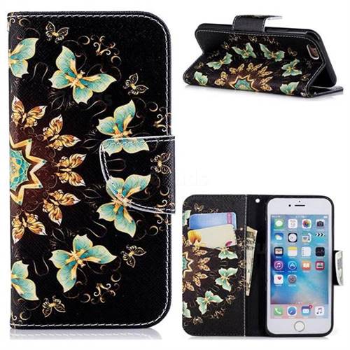 Circle Butterflies Leather Wallet Case for iPhone 6s 6 6G(4.7 inch)