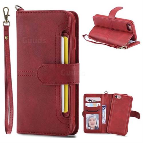 Retro Multi-functional Aristocratic Demeanor Detachable Leather Wallet Phone Case for iPhone 6s 6 6G(4.7 inch) - Red