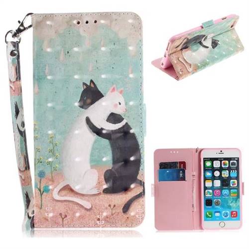 Black and White Cat 3D Painted Leather Wallet Phone Case for iPhone 6s 6 6G(4.7 inch)