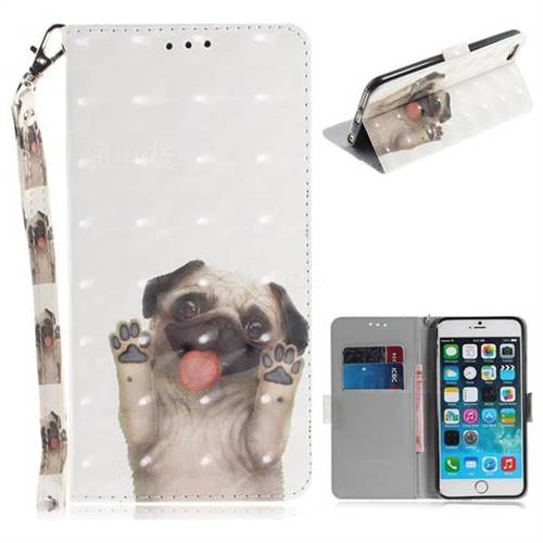 Pug Dog 3D Painted Leather Wallet Phone Case for iPhone 6s 6 6G(4.7 inch)