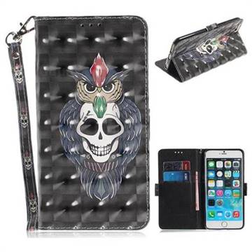 Skull Cat 3D Painted Leather Wallet Phone Case for iPhone 6s 6 6G(4.7 inch)
