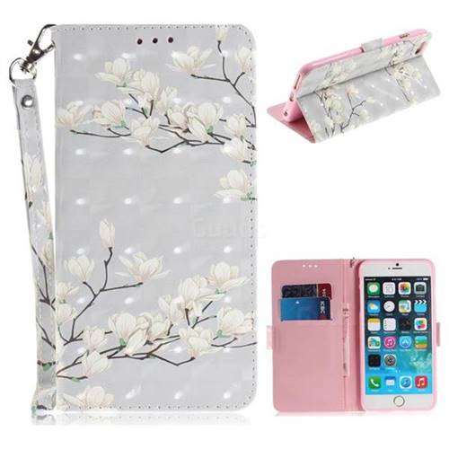 Magnolia Flower 3D Painted Leather Wallet Phone Case for iPhone 6s 6 6G(4.7 inch)
