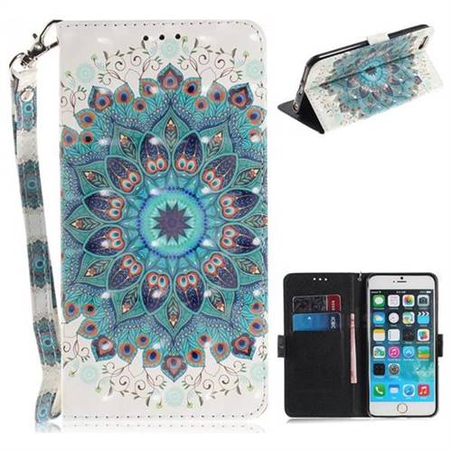 Peacock Mandala 3D Painted Leather Wallet Phone Case for iPhone 6s 6 6G(4.7 inch)