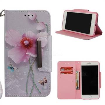Pearl Flower Big Metal Buckle PU Leather Wallet Phone Case for iPhone 6s 6 6G(4.7 inch)
