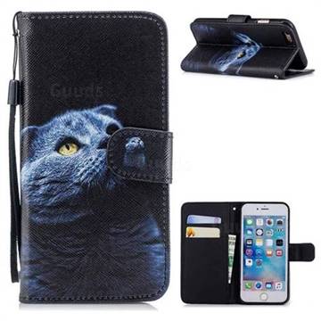 Looking Up Cat Painting Leather Wallet Phone Case for iPhone 6s 6 6G(4.7 inch)