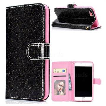 Glitter Shine Leather Wallet Phone Case for iPhone 6s 6 6G(4.7 inch) - Black