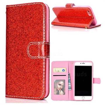 Glitter Shine Leather Wallet Phone Case for iPhone 6s 6 6G(4.7 inch) - Red