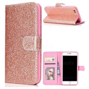 Glitter Shine Leather Wallet Phone Case for iPhone 6s 6 6G(4.7 inch) - Rose Gold