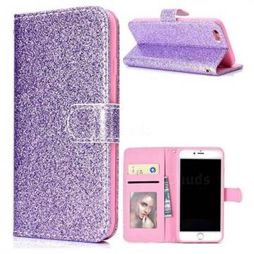 Glitter Shine Leather Wallet Phone Case for iPhone 6s 6 6G(4.7 inch) - Purple